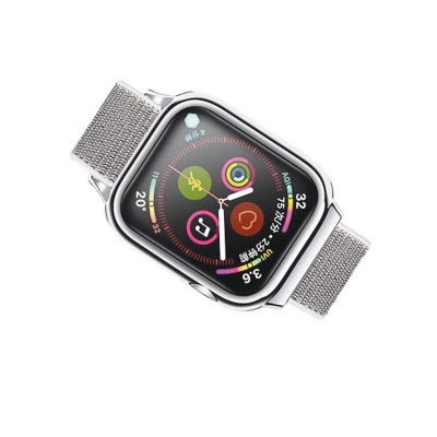 Curea Apple Watch Usams Nylon Cu Cadru Compatibila Cu Apple Watch 4 / 5 / 6 / Se (40mm), Silver